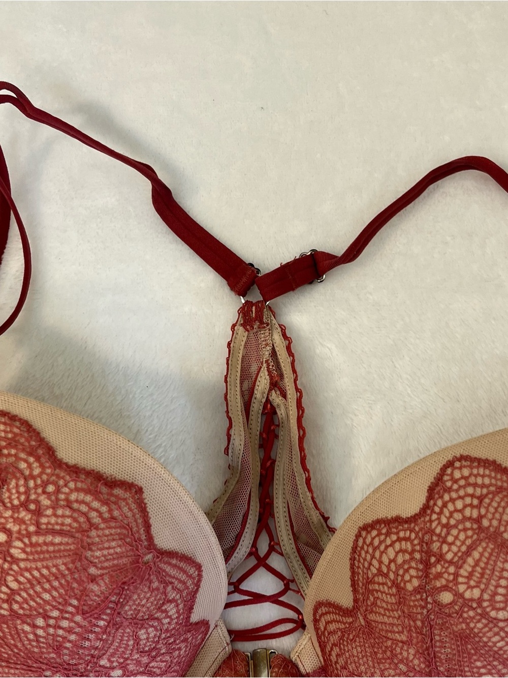 Victoria’s Secret Very Sexy Push Up Bra 34D Lace Racerback Front Close Burgundy - Picture 5 of 8